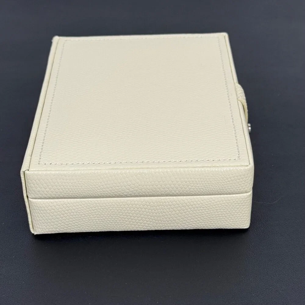 Pottery Barn McKenna Jewelry Box Travel Case Beige Faux Lizard 6.5